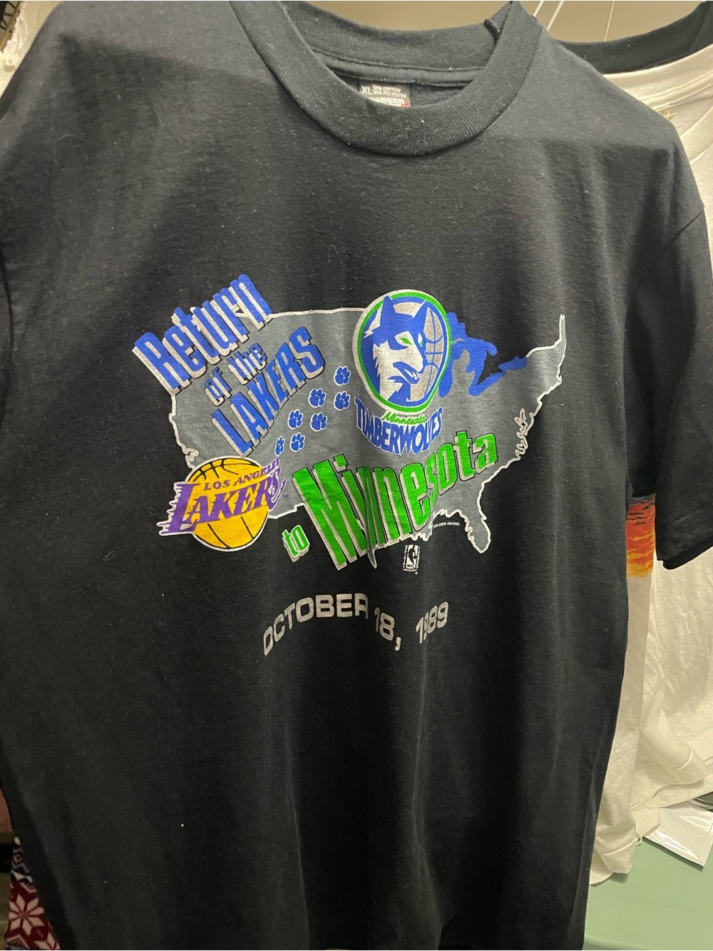 Vintage Lakers vs Timberwolves Tour Graphic Tee - Black